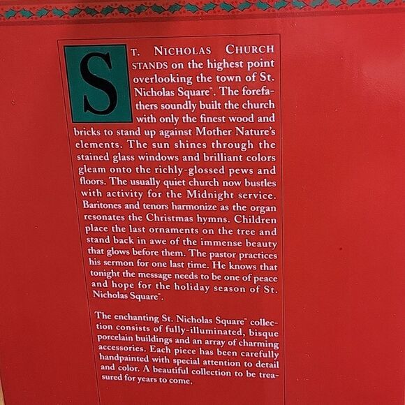 VINTAGE 90s ST.NICHOLAS SQUARE "CHURCH" PORCELAIN LIGHTED BUILDING - Picture 7 of 9